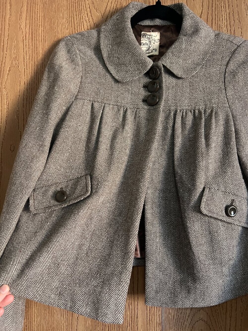 Tulle Wool Blend Babydoll Swing Jacket - Picture 4 of 6